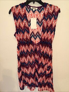 NWT Miken bikini swimsuit crochet cover up dress tunic size S